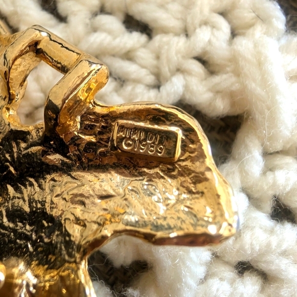 Vintage Mimi Di N 1989 24K Gold Plated Starfish Two Piece Buckle & Leather Belt - Picture 7 of 11